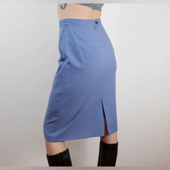 Vintage Talbots 100% Pure Wool Blue Midi Skirt Size‎ 12 - Picture 1 of 6